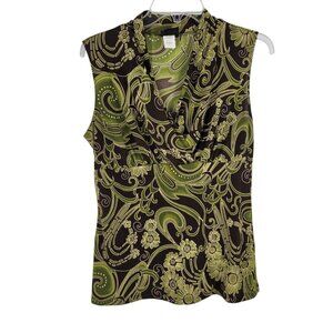 Y2K VTG Boho Psychedelic Floral babydoll Top Stretch Travel Retro Hippie Large